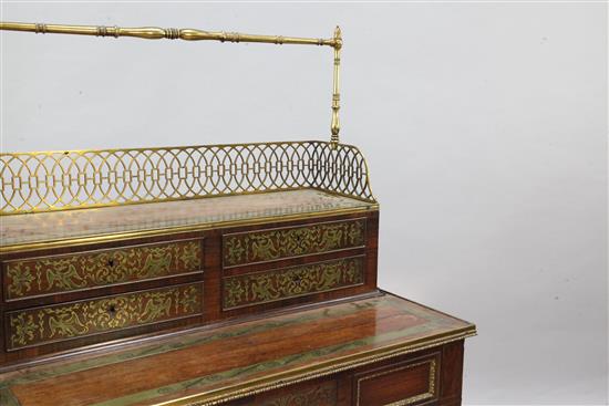 A Regency rosewood, brass marquetry, banded and mounted chevret table, attributed to John McLean, W.2ft 7in. D.1ft7in. H.4ft 1in.